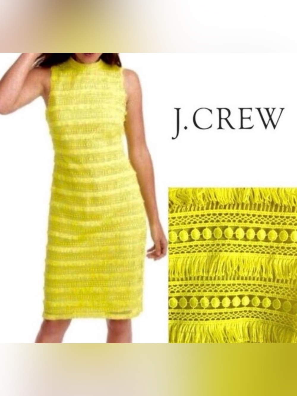 NWOT J.Crew Womens Fringe Tiered Lace Sheath Dress Size 4 PRICE FIRM